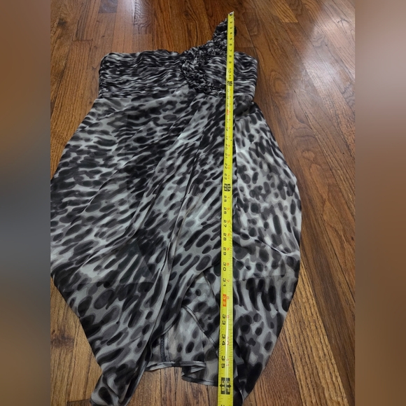 BCBGMaxAzaria One-Shoulder Black and Gray Dress- Size 8 - Picture 8 of 15